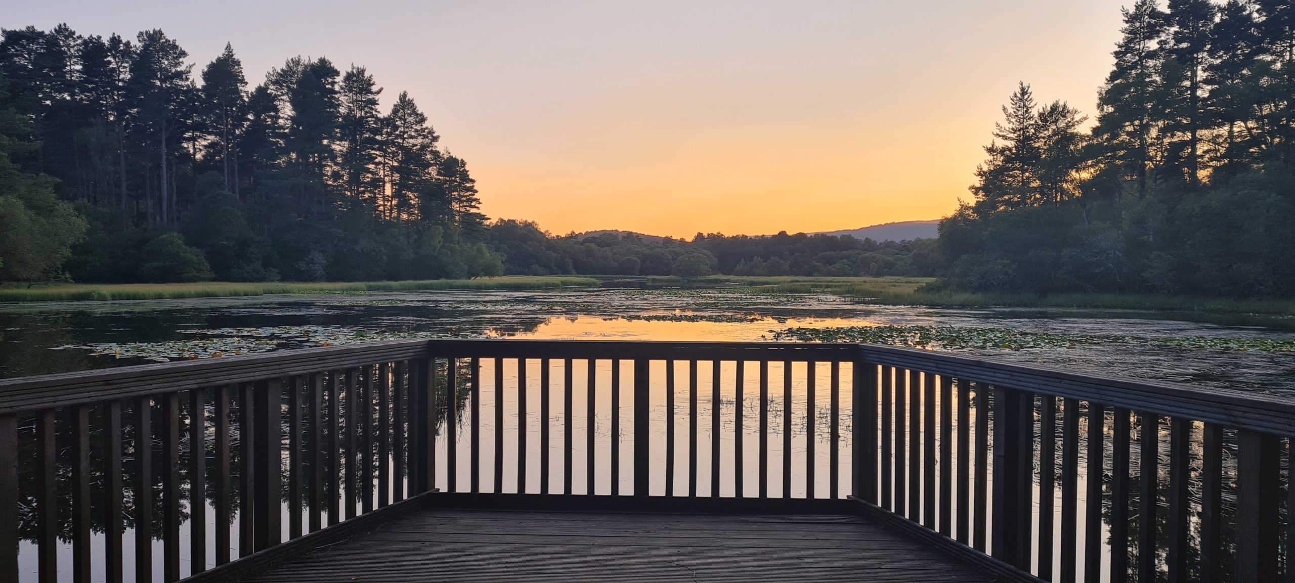 Sunset over Lock Kinord in the Cairngorms National Park near to Cairngorm Lodges